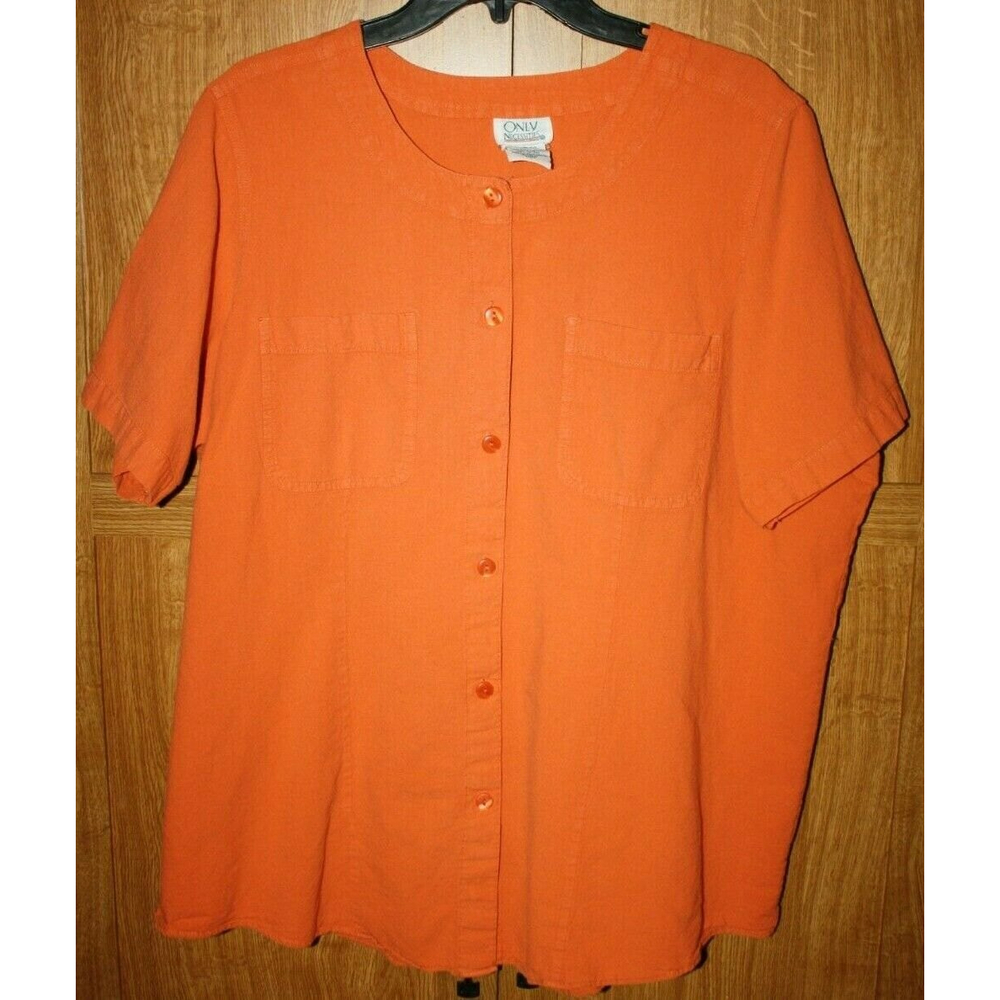 Only Necessities Women's Top Size Large Orange Short Sleeves GUC